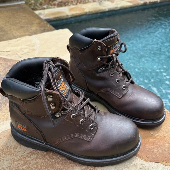 Timberland Pro Pit Boss 6” Work Boots Shoes Steel Toe 33034 Brown Size 9.5 M - Picture 1 of 15
